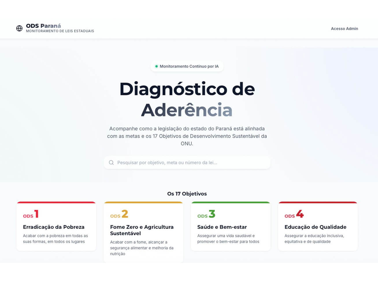 Paraná de Olho nos ODS — Aderência de Leis às Metas ODS